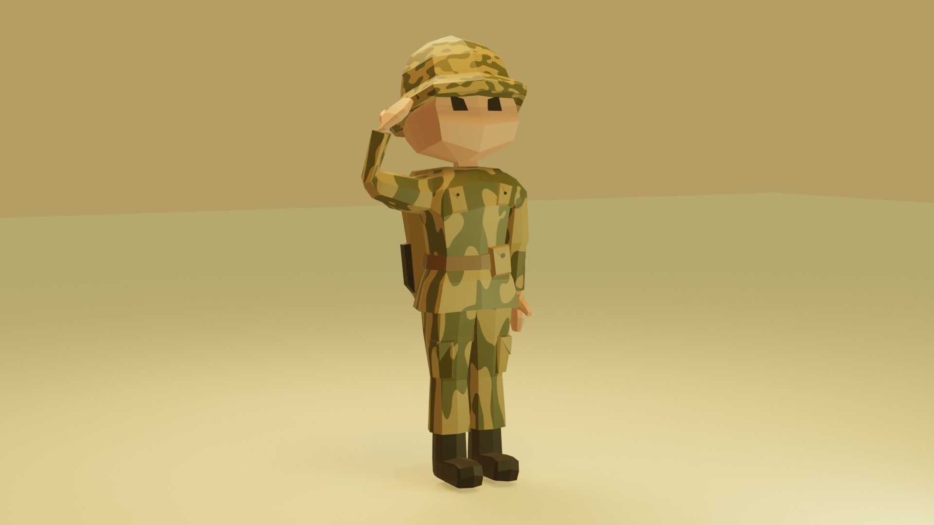 Low Poly Soldier in camouflage 3D print model_1