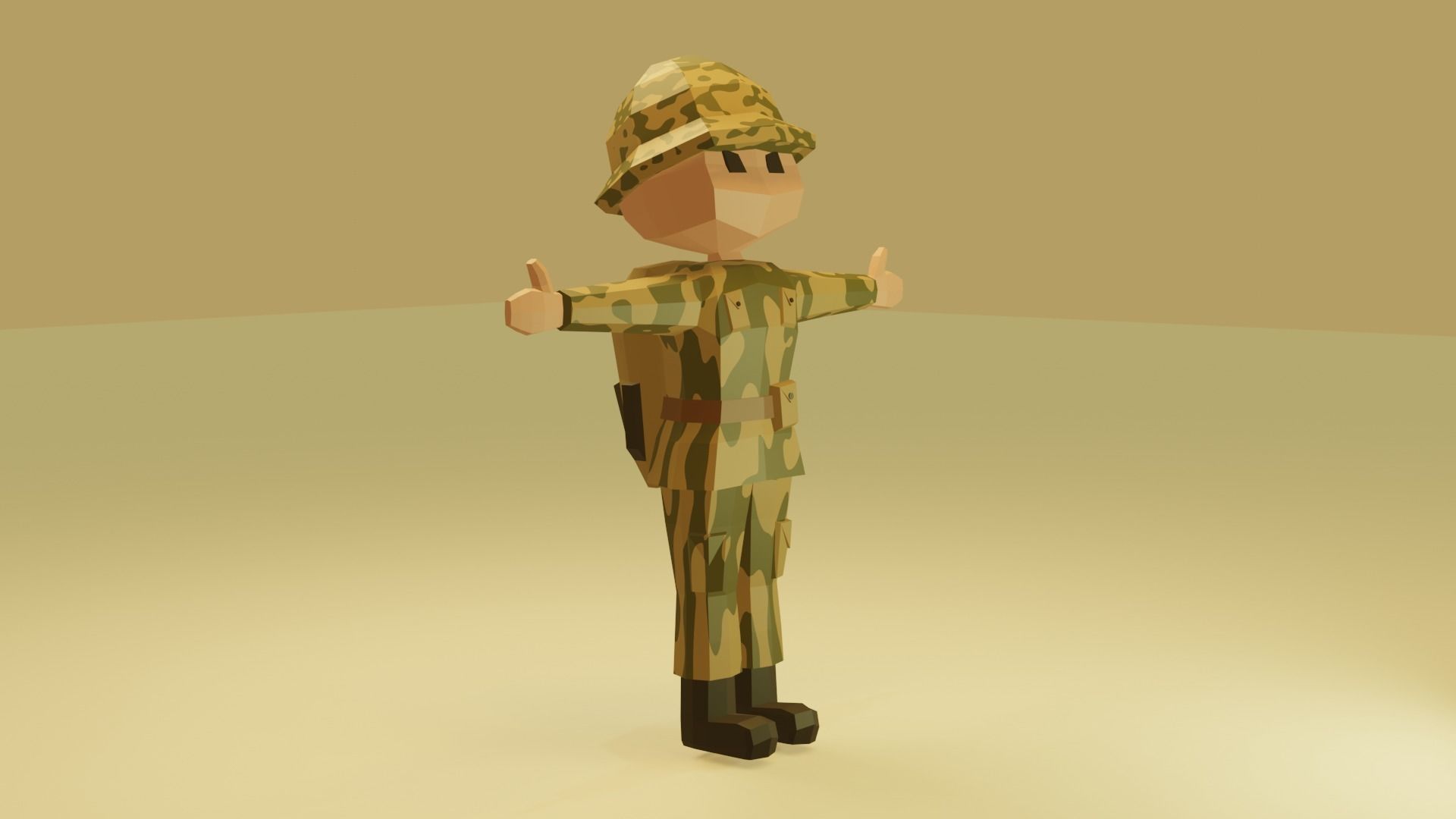 Low Poly Soldier in camouflage 3D print model_3