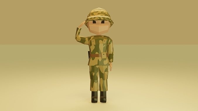 Low Poly Soldier in camouflage 3D print model