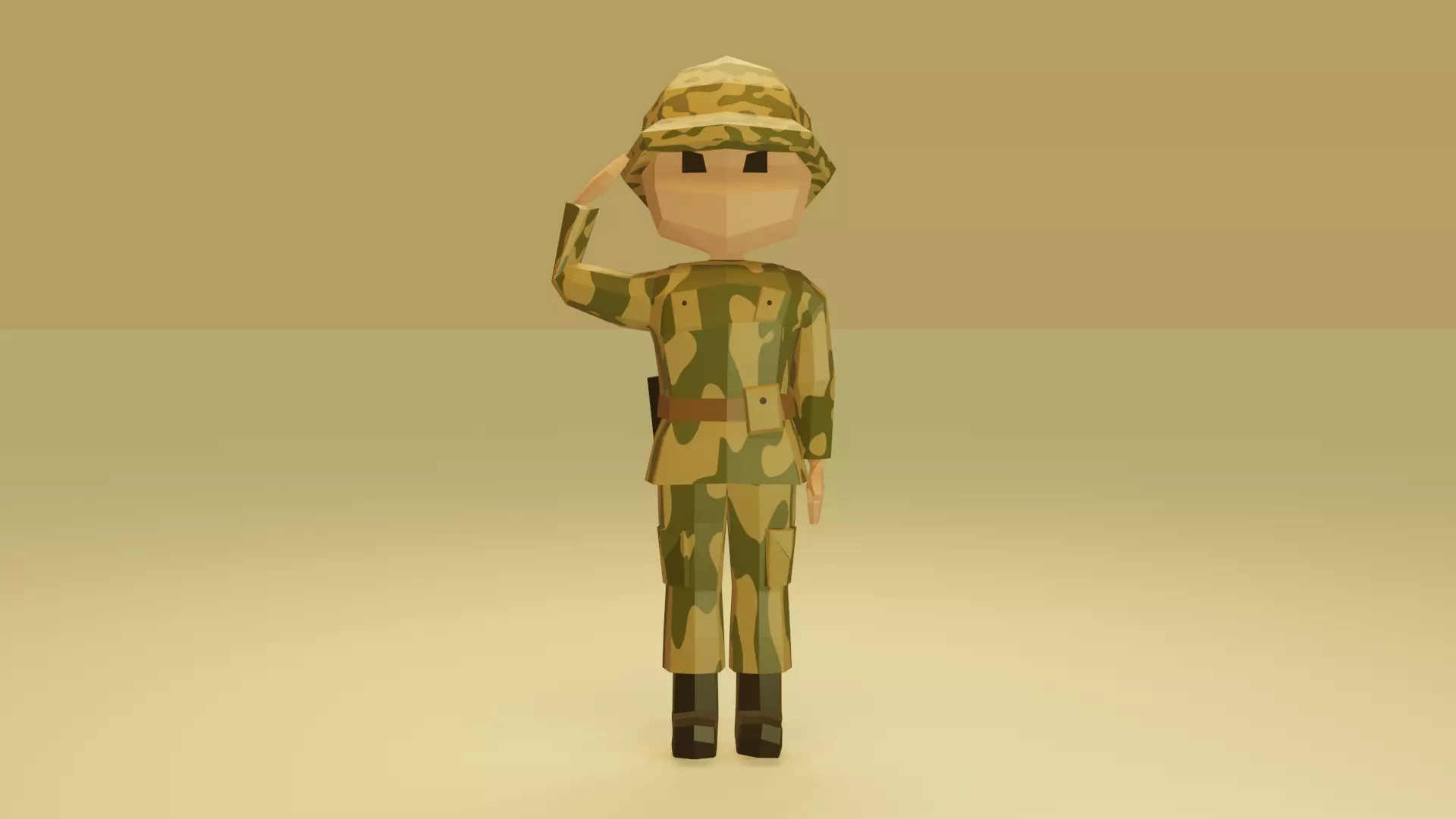 Low Poly Soldier in camouflage 3D print model_0