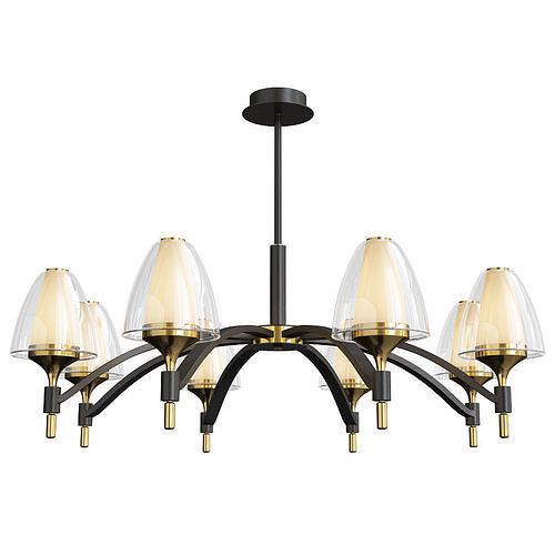 NANSY chandelier with six lights in brass and glass Low-poly 3D model