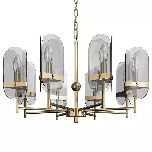KARENA brass chandelier with clear glass shades
