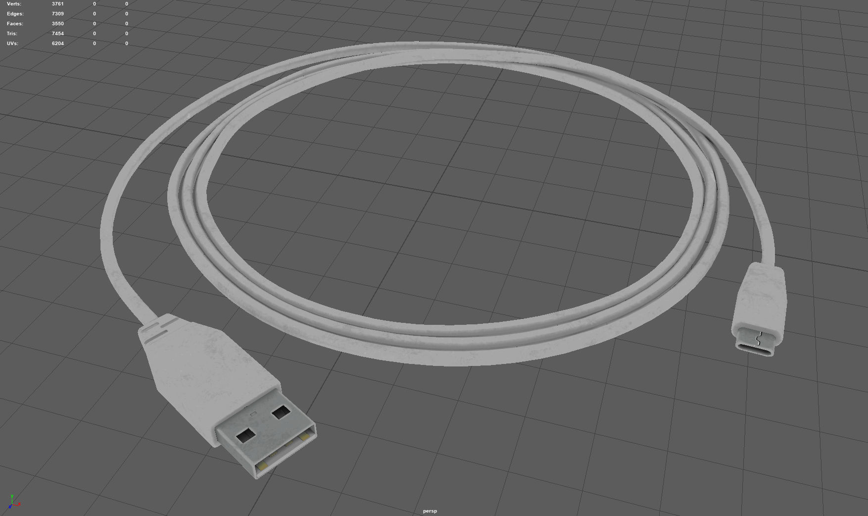USB CABLE Low-poly 3D model_4
