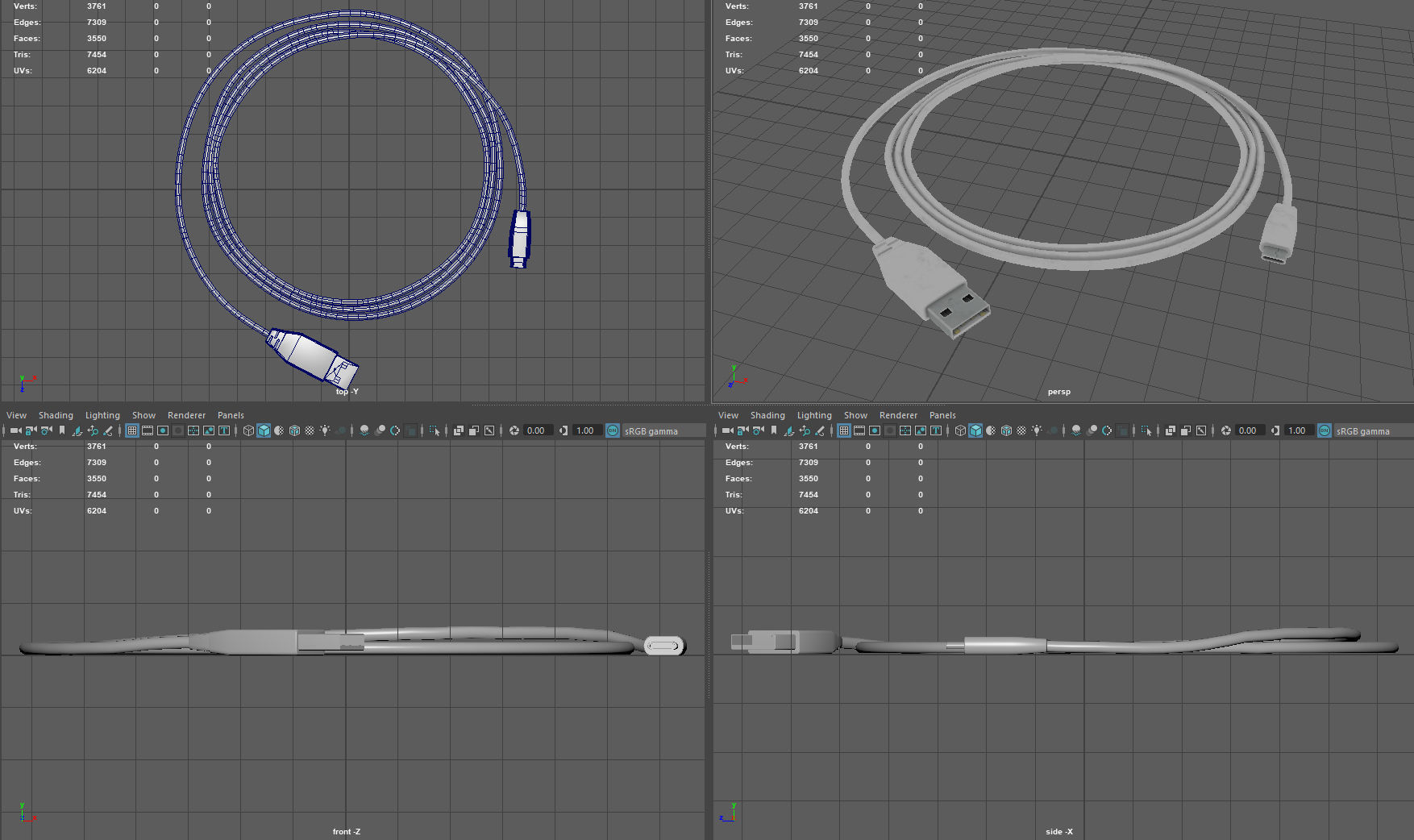 USB CABLE Low-poly 3D model_7