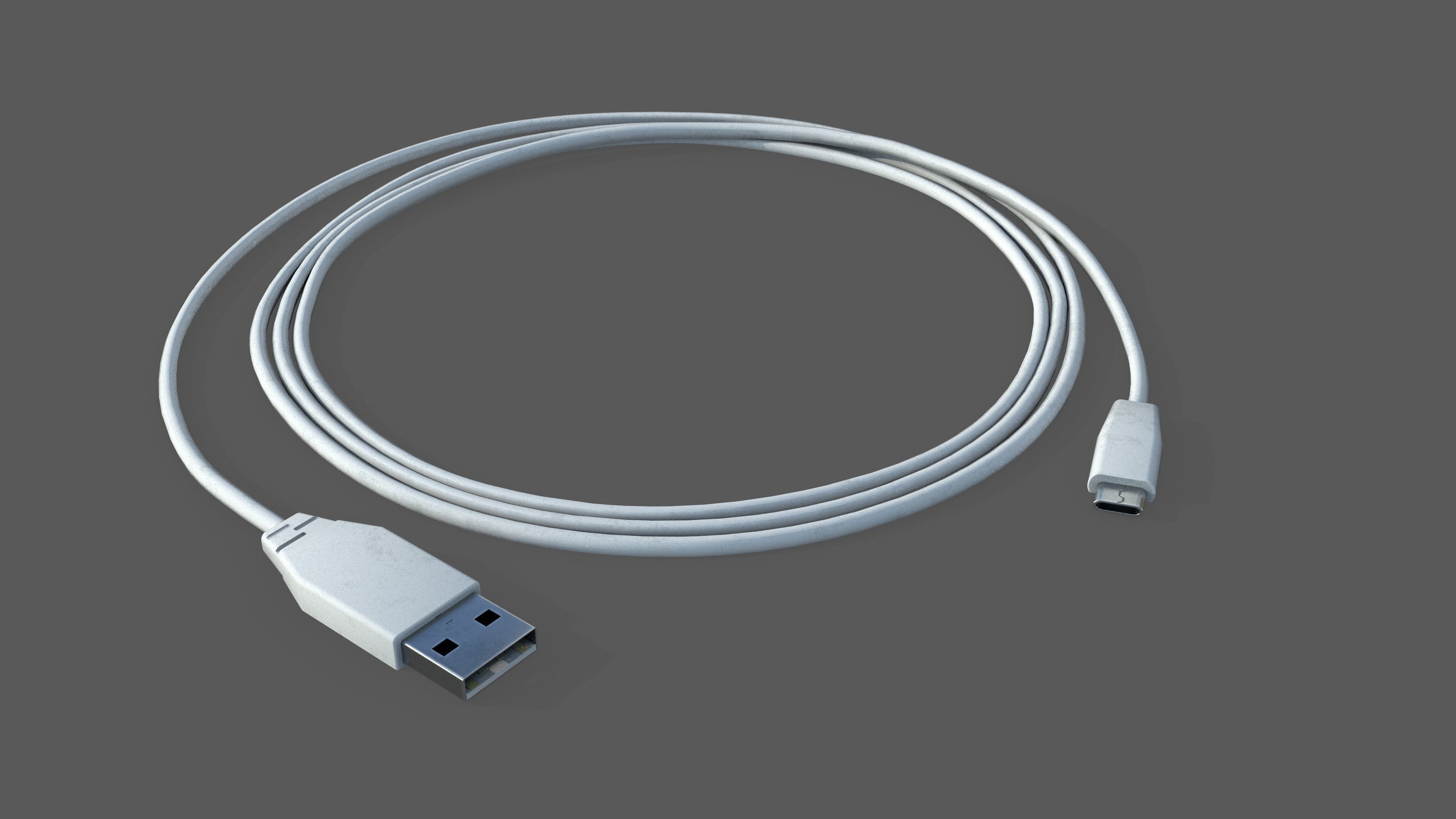 USB CABLE Low-poly 3D model_2