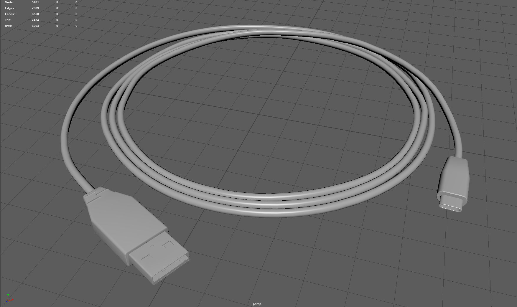 USB CABLE Low-poly 3D model_5