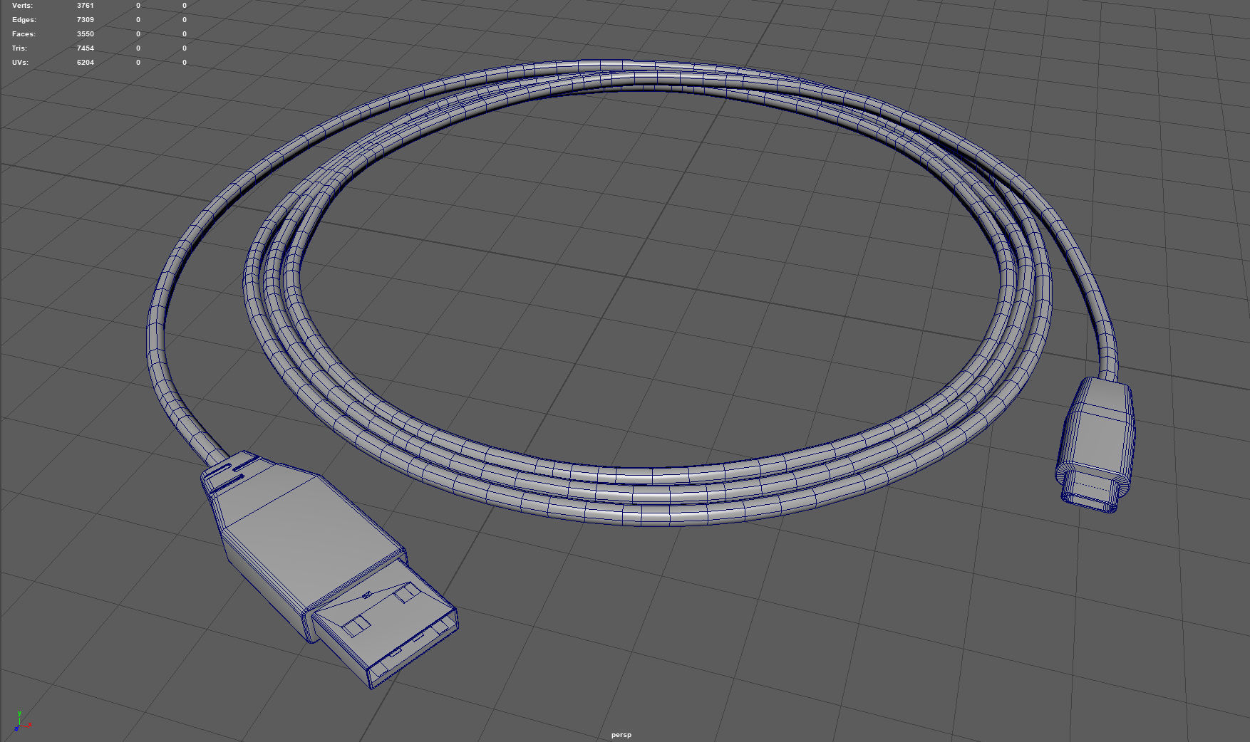 USB CABLE Low-poly 3D model_6