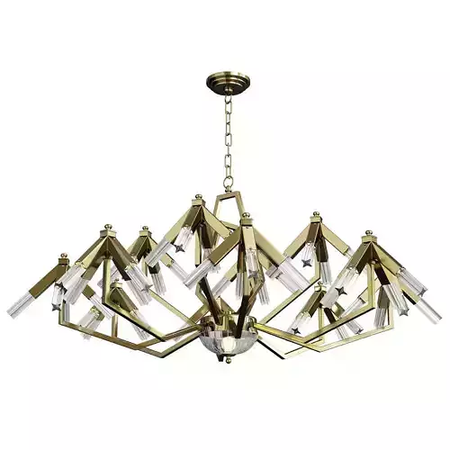 ELTON modern chandelier in brass and glass Low-poly 3D model