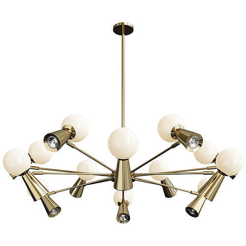 ABELINA modern brass chandelier with glass balls Low-poly 3D model