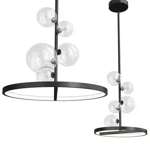IONA collection pendant light with three glass bubbles hanging from ceiling