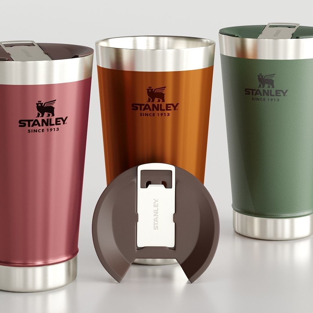 Stanley Beer Pint Cup with cover - opener 3D model_2