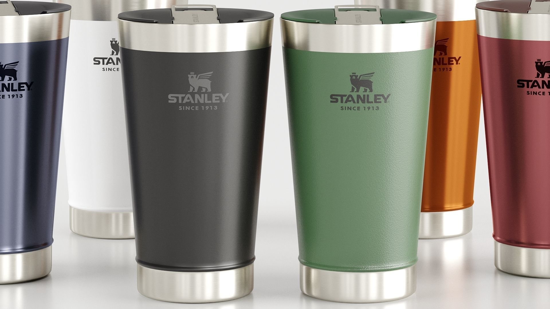 Stanley Beer Pint Cup with cover - opener 3D model_4