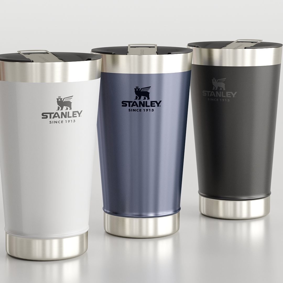 Stanley Beer Pint Cup with cover - opener 3D model_1