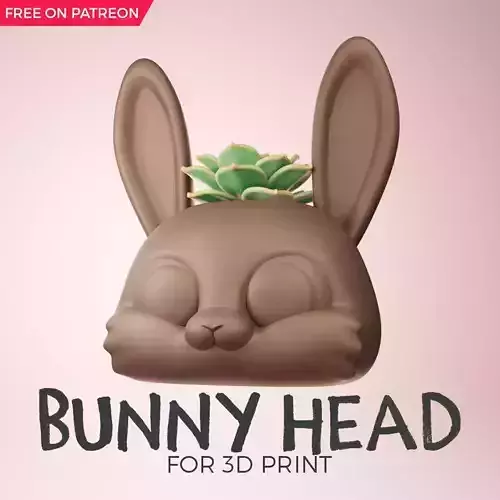 BUNNY HEAD - FREE SUPPORT - PLANT POT- Planter- PRINT IN PLACE