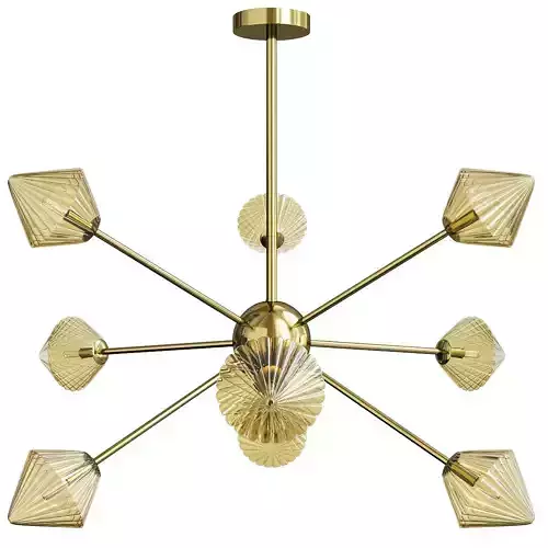 Amber Glass Diamond Hanging Chandelier