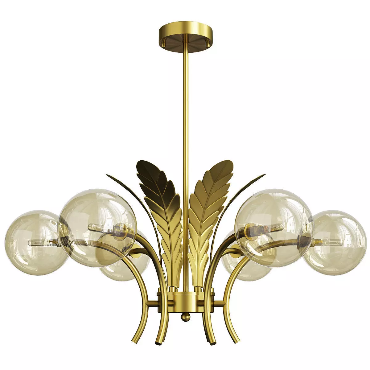 Sphere ceiling light simplicity cognac glass 6 bulb chandelier Low-poly 3D model