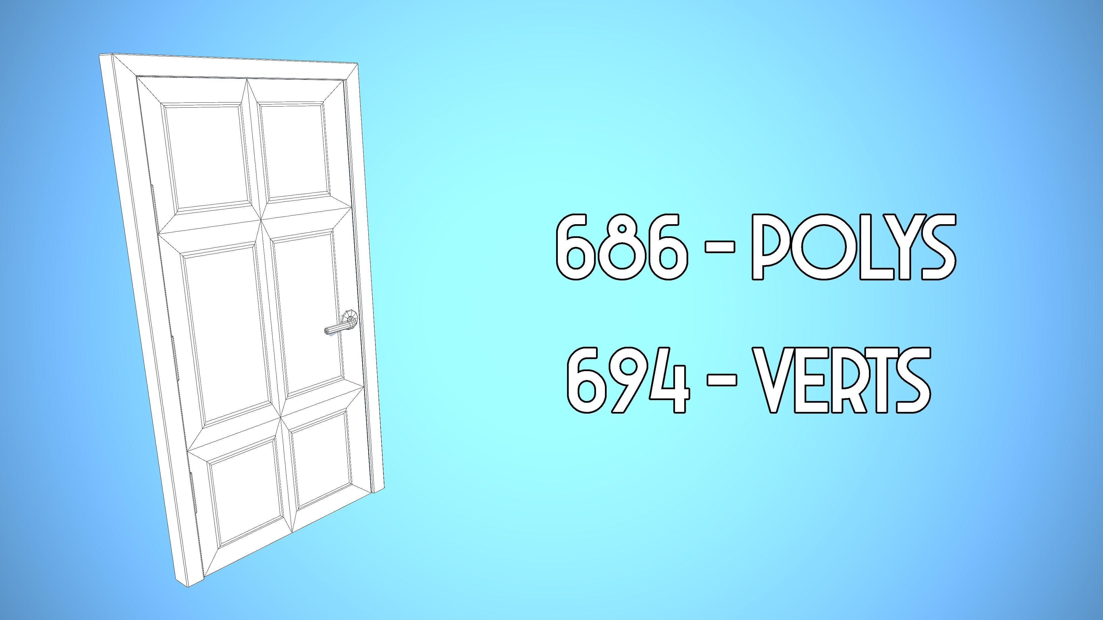 DOOR 4 CARTOON STYLIZED HOME HOUSE Low-poly 3D model_4