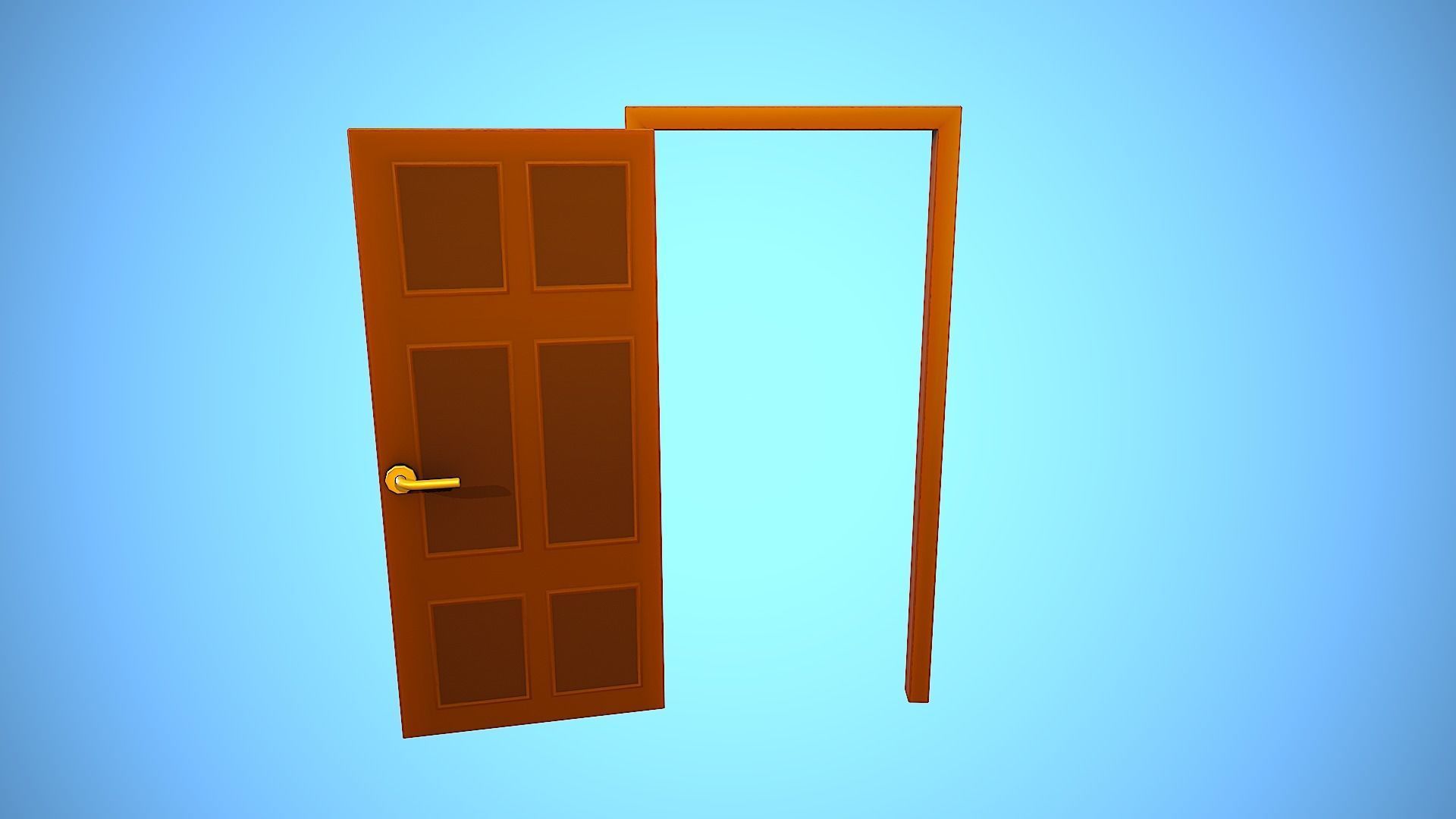 DOOR 4 CARTOON STYLIZED HOME HOUSE Low-poly 3D model_7