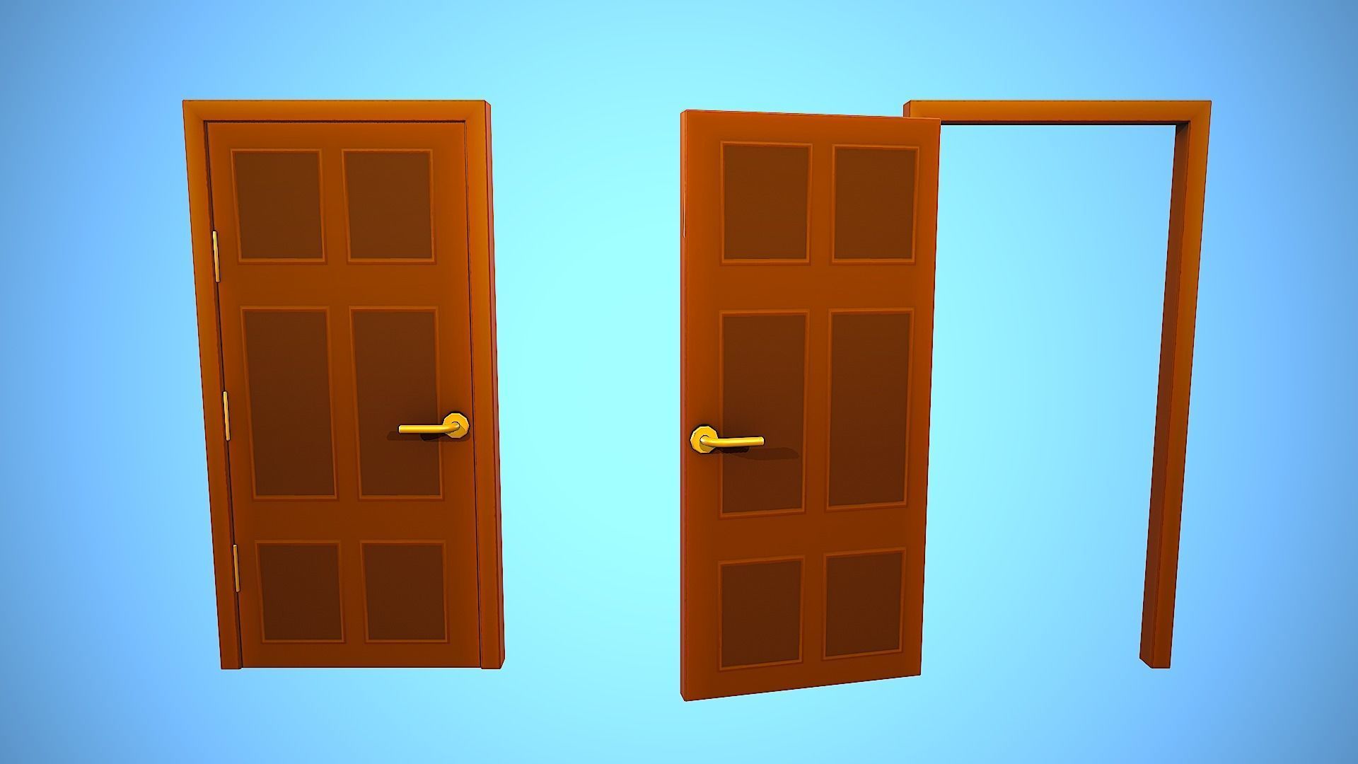 DOOR 4 CARTOON STYLIZED HOME HOUSE Low-poly 3D model_5