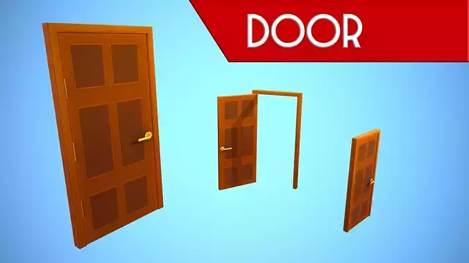 DOOR 4 CARTOON STYLIZED HOME HOUSE Low-poly 3D model