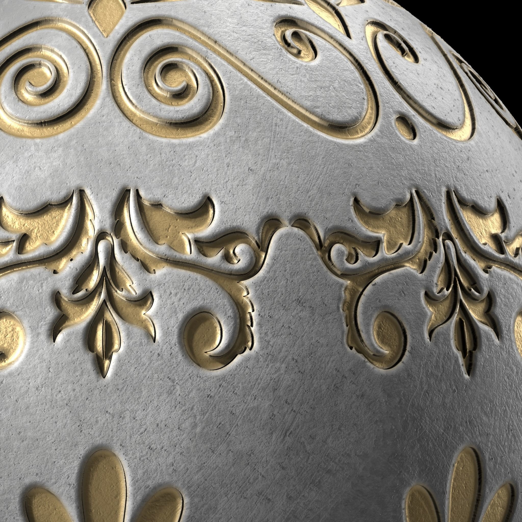 Plaster Materials 5- Ornament Plaster Pbr 4k seamless Sbsar Low-poly 3D model_2