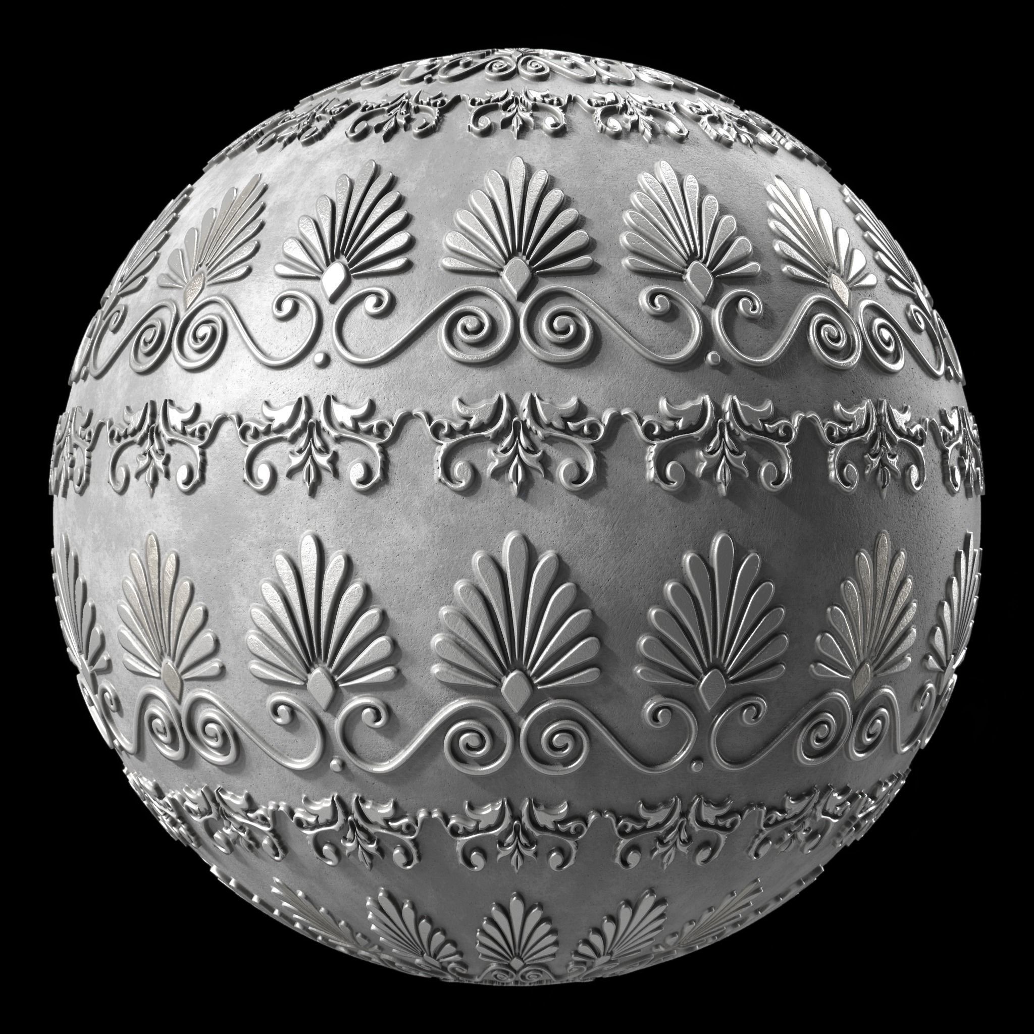 Plaster Materials 5- Ornament Plaster Pbr 4k seamless Sbsar Low-poly 3D model_5