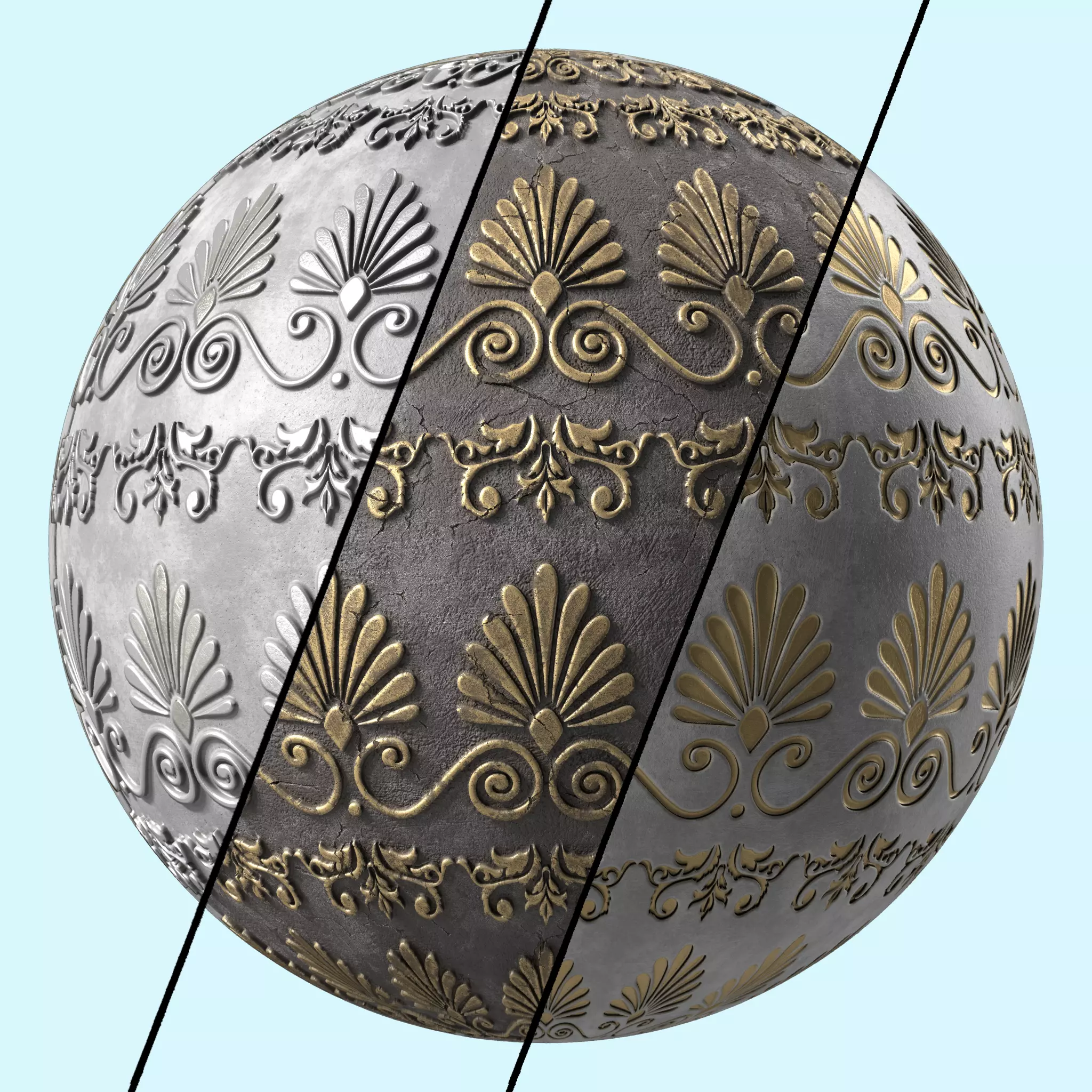 Plaster Materials 5- Ornament Plaster Pbr 4k seamless Sbsar Low-poly 3D model_0