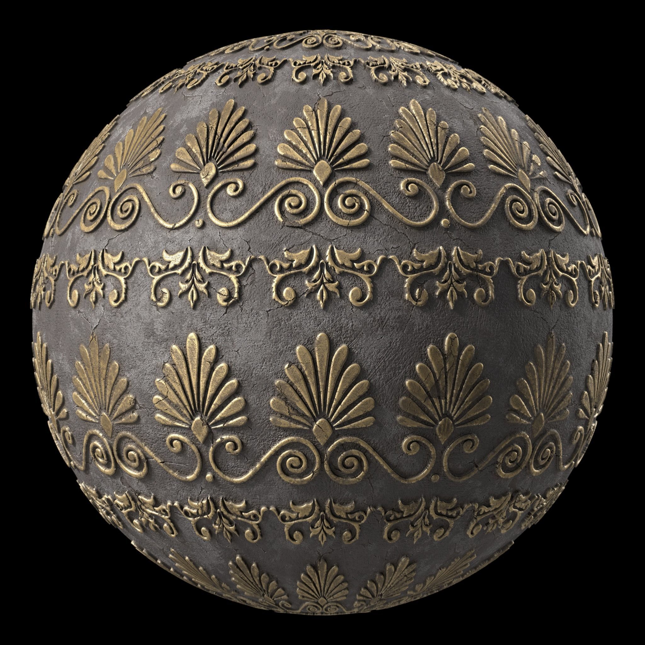 Plaster Materials 5- Ornament Plaster Pbr 4k seamless Sbsar Low-poly 3D model_3