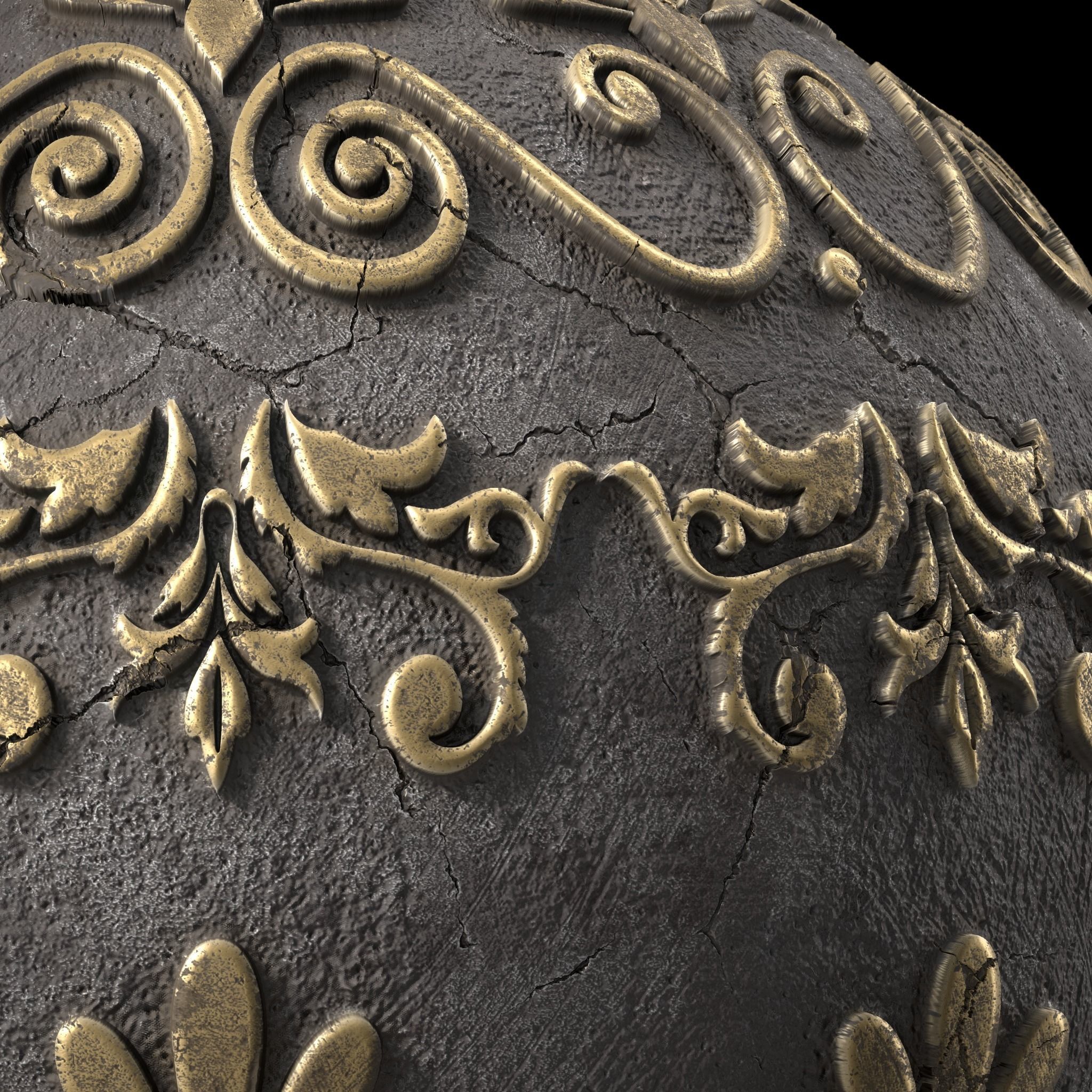 Plaster Materials 5- Ornament Plaster Pbr 4k seamless Sbsar Low-poly 3D model_4