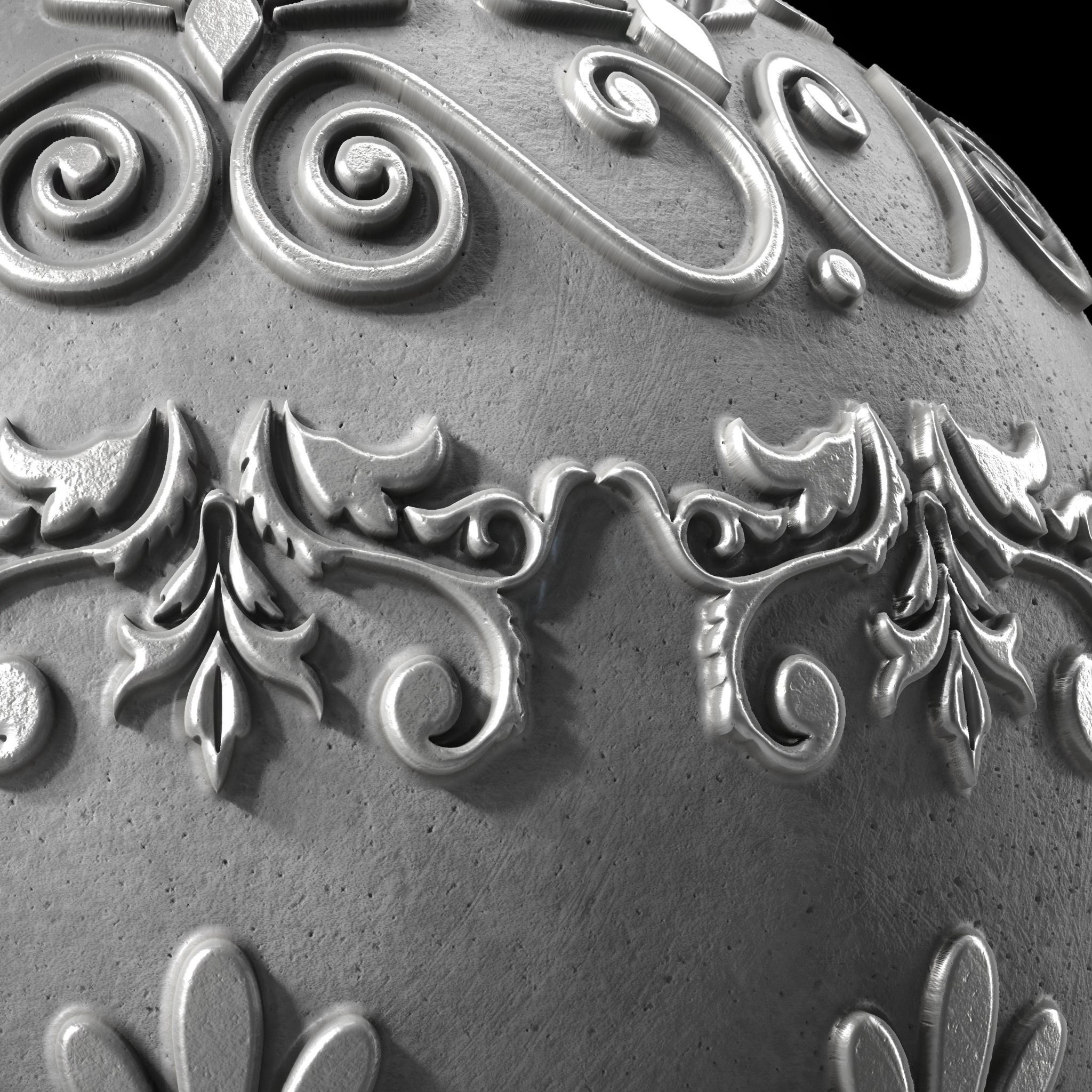 Plaster Materials 5- Ornament Plaster Pbr 4k seamless Sbsar Low-poly 3D model_6