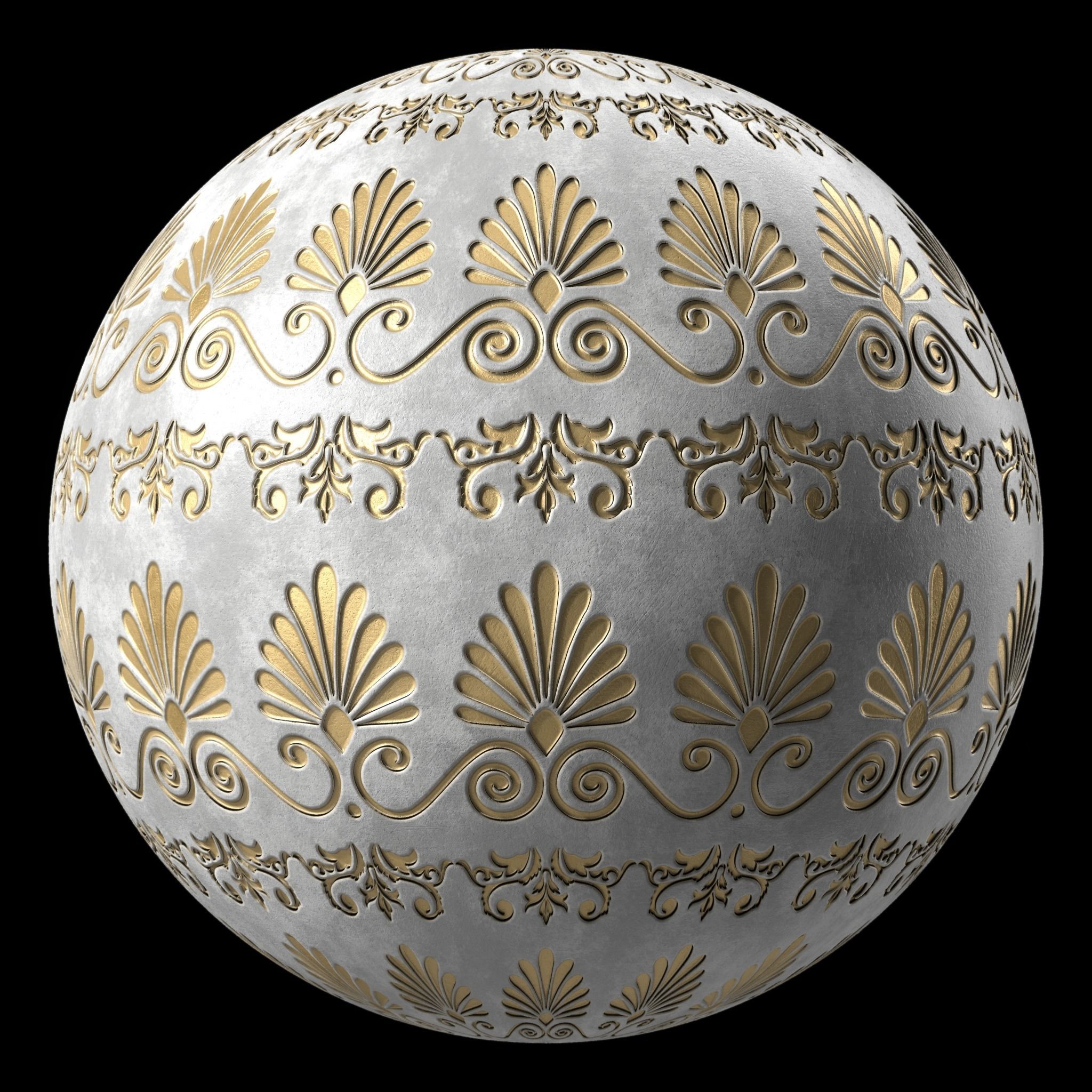 Plaster Materials 5- Ornament Plaster Pbr 4k seamless Sbsar Low-poly 3D model_1