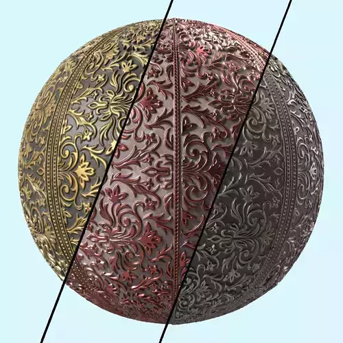 Plaster Materials 6- Ornament Plaster Pbr 4k seamless Sbsar Low-poly 3D model