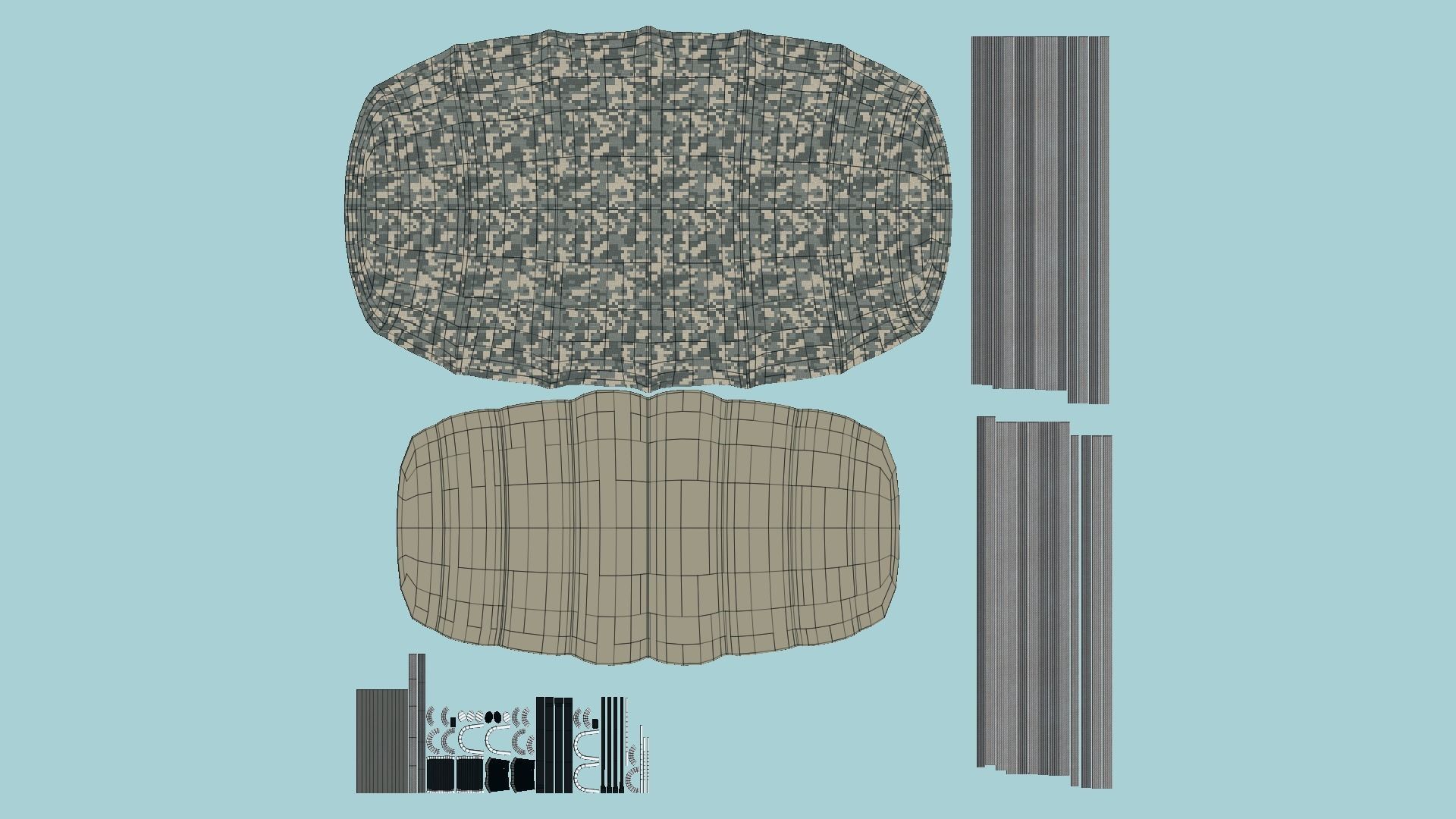 Parachute A07 Digital Camouflage - Character Accessories Design Low-poly 3D model_6