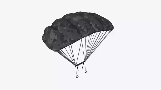 Parachute A09 Black Camouflage - Character Accessories Design Low-poly 3D model