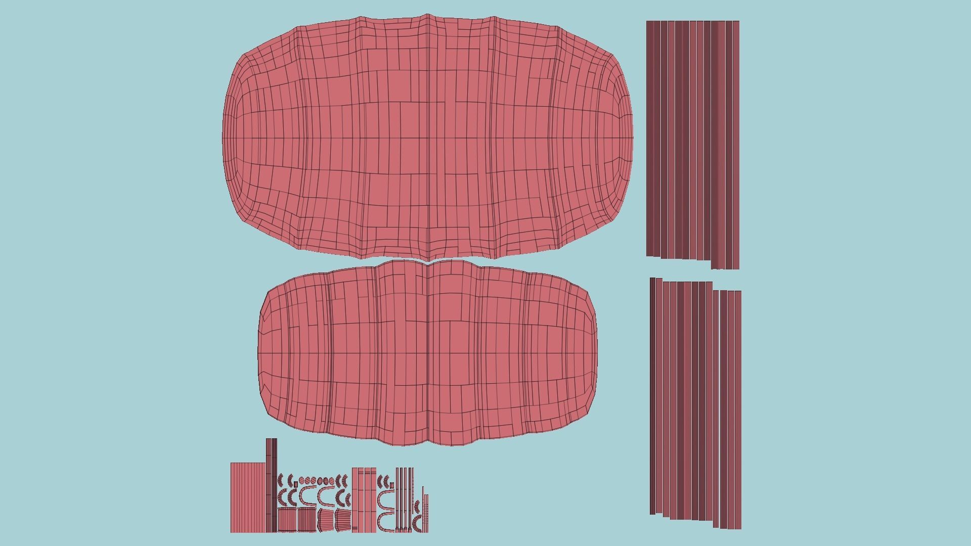 Parachute A11 Forest Camouflage - Character Accessories Design Low-poly 3D model_14