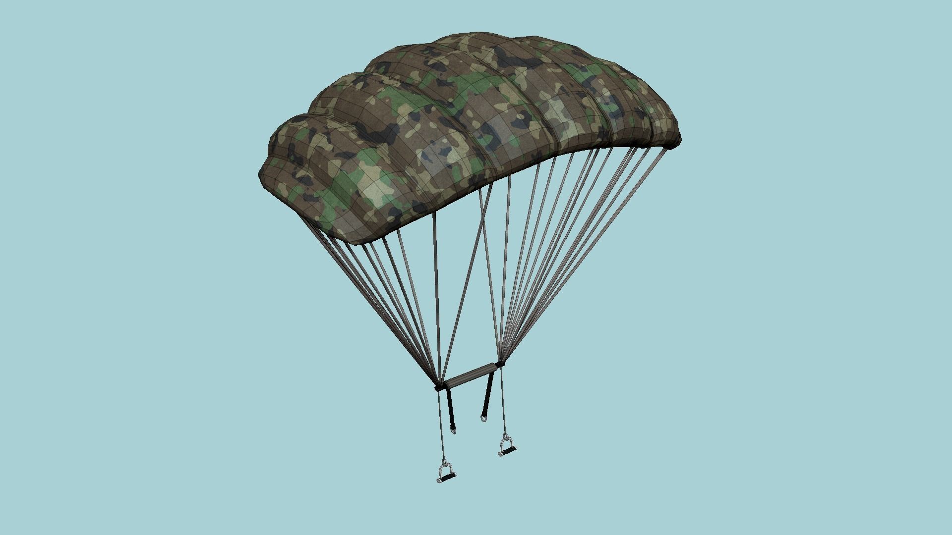 Parachute A11 Forest Camouflage - Character Accessories Design Low-poly 3D model_7
