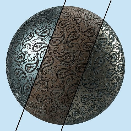 Metal Materials 15- Ornament Metal panels Pbr 4k Seamless Sbsar Low-poly 3D model