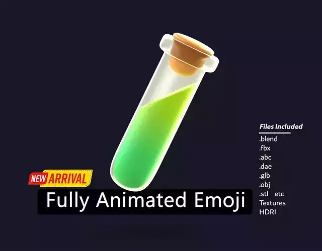 Test tube Emoji new Animated Low-poly 3D model