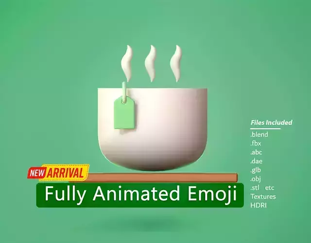 Tea Emoji new Animated Low-poly 3D model