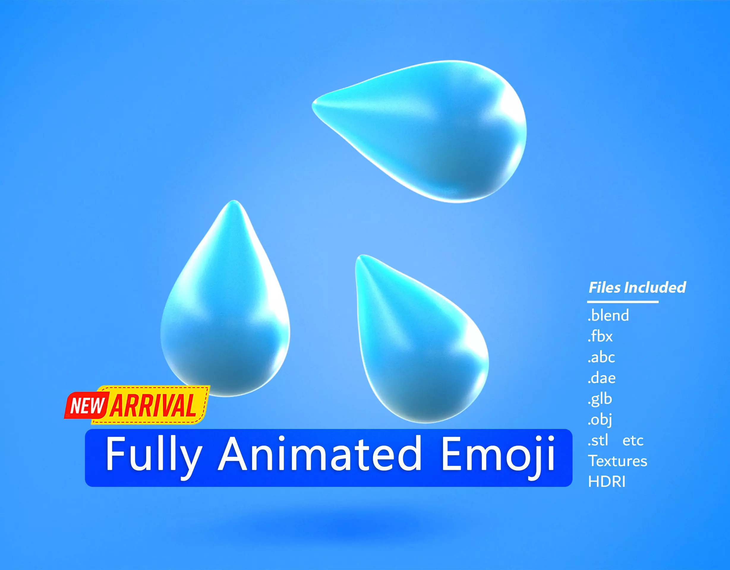 Splash Drops Emoji new Animated Low-poly 3D model_0