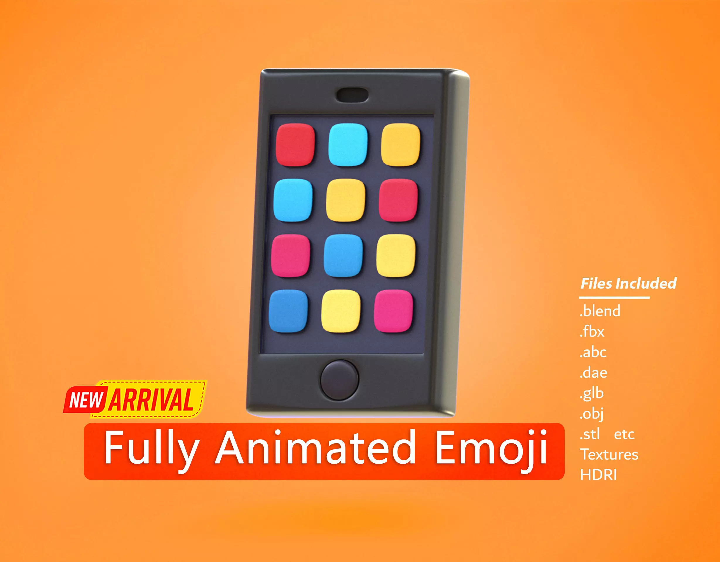 Smartphone Emoji new Animated Low-poly 3D model