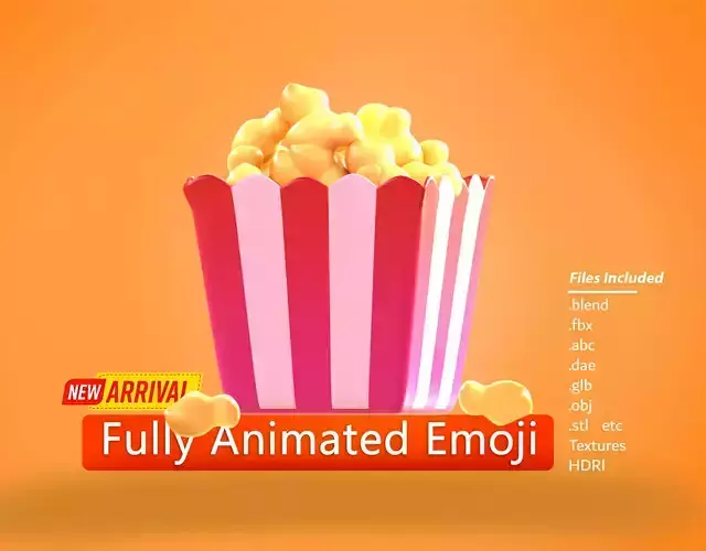 Popcorn Emoji new Animated