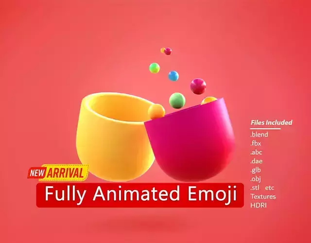 Pill Capsule Emoji new Animated Low-poly 3D model