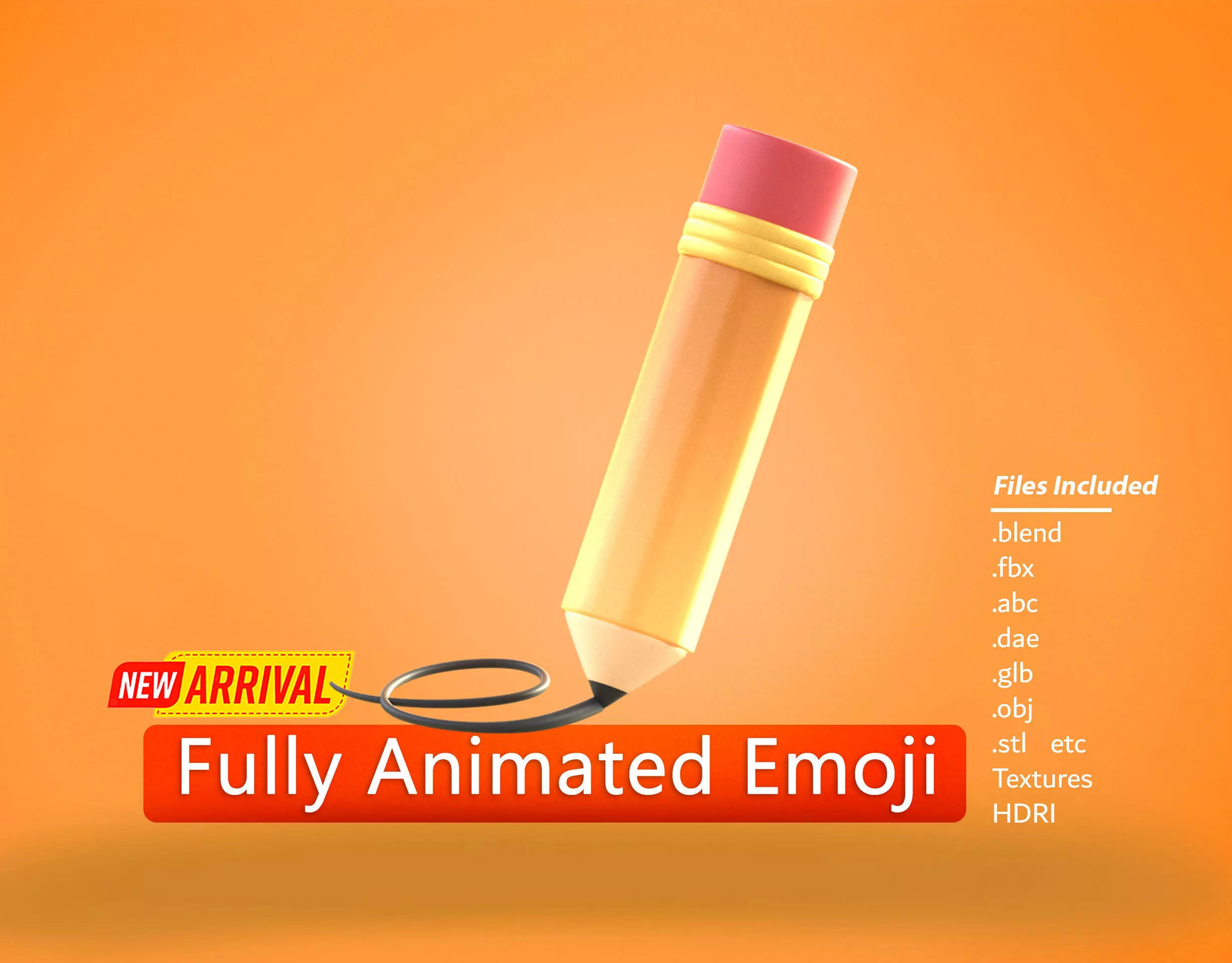 Pencil Emoji new Animated Low-poly 3D model_0