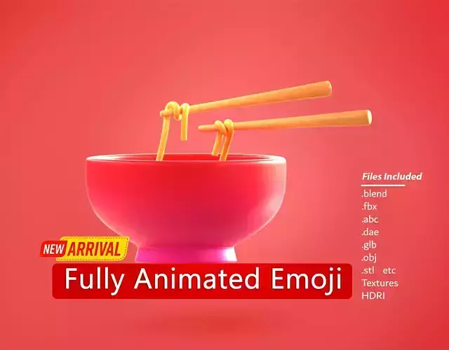 Noodles Emoji new Animated Low-poly 3D model
