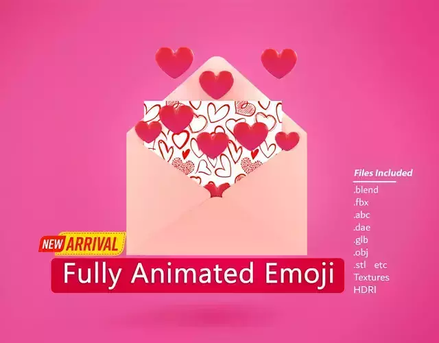 Love Letter Emoji new Animated Low-poly 3D model