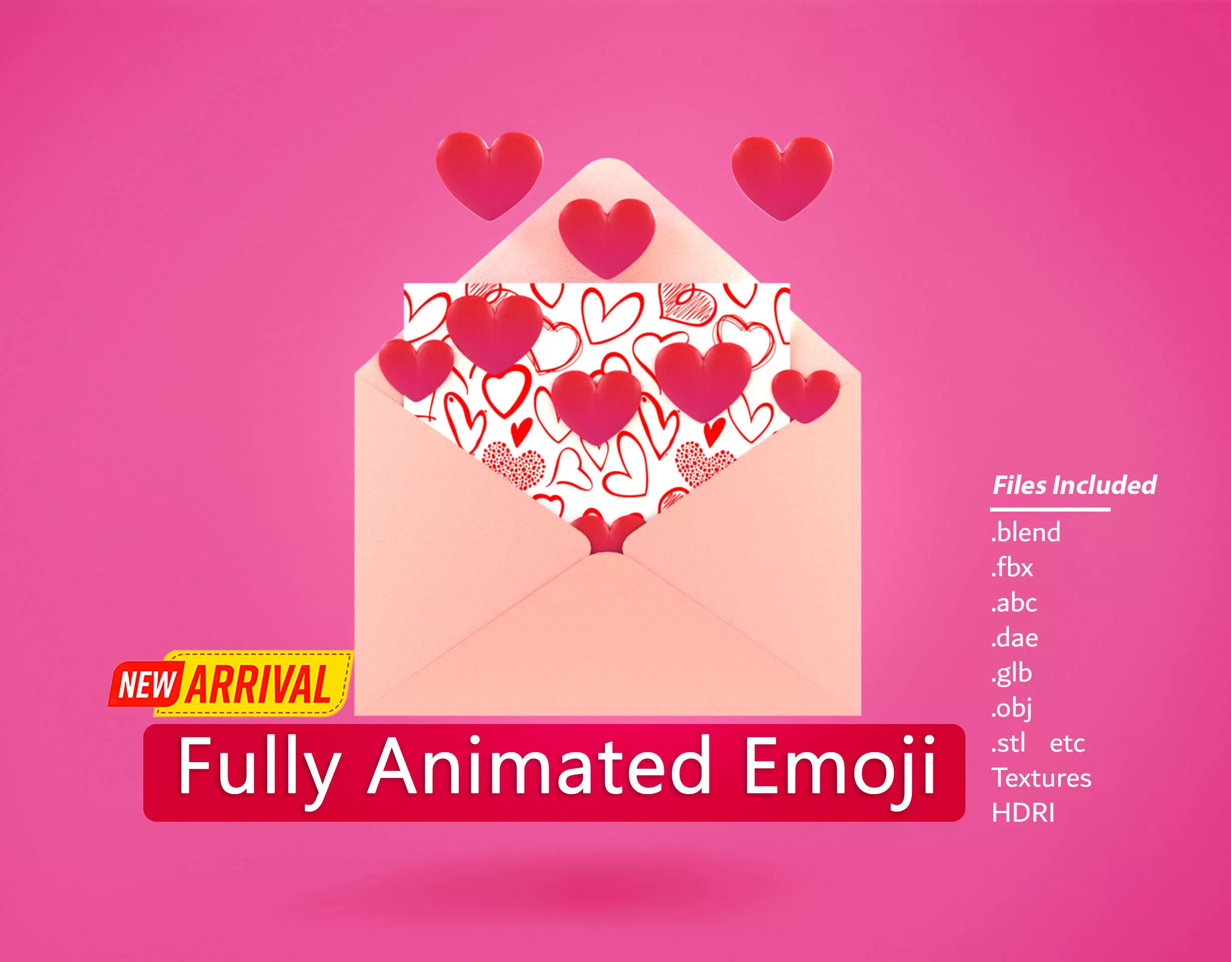 Love Letter Emoji new Animated Low-poly 3D model_0