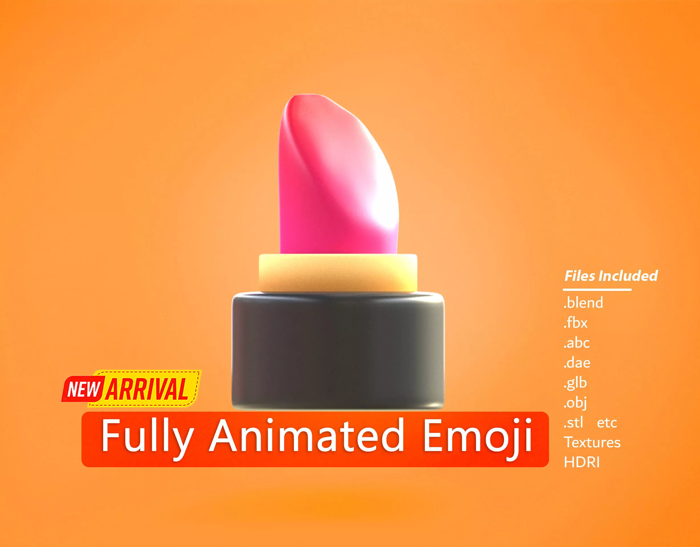 Lipstick Emoji new Animated Low-poly 3D model_0