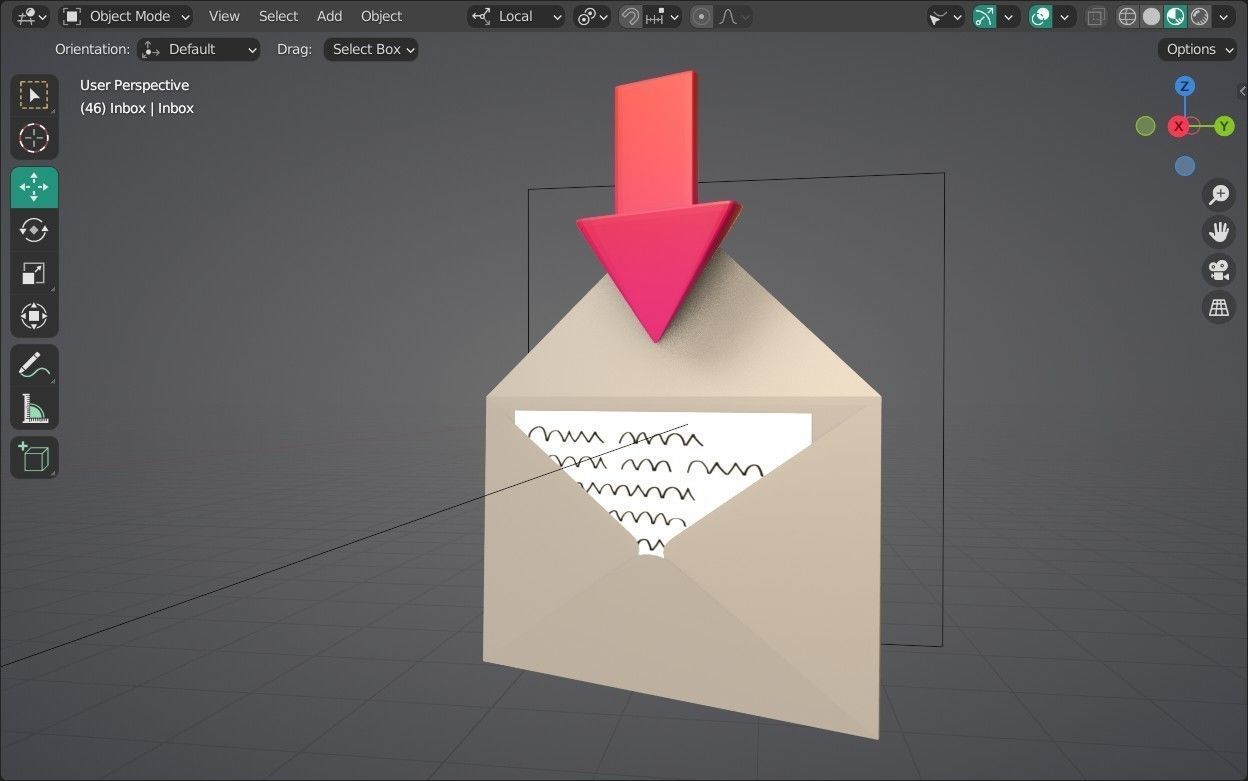 Inbox Emoji new Animated Low-poly 3D model_13