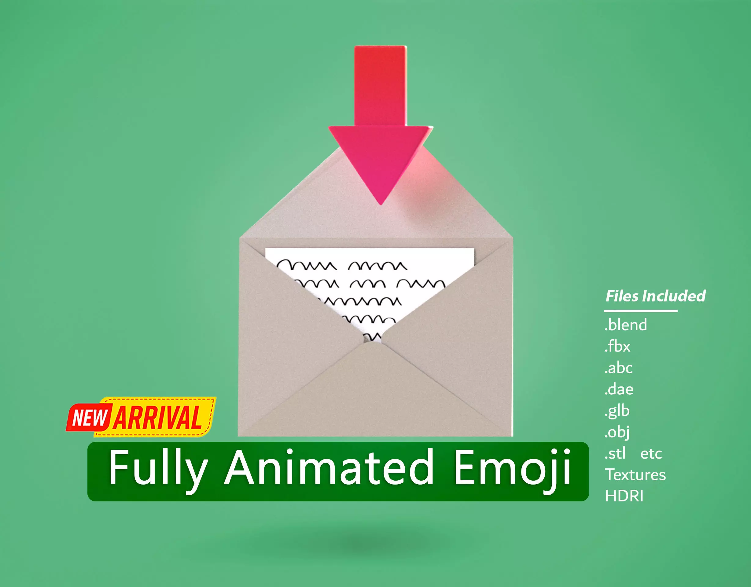 Inbox Emoji new Animated Low-poly 3D model_0